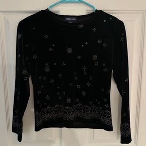 Limited Too Black Velvet Long Sleeve Top